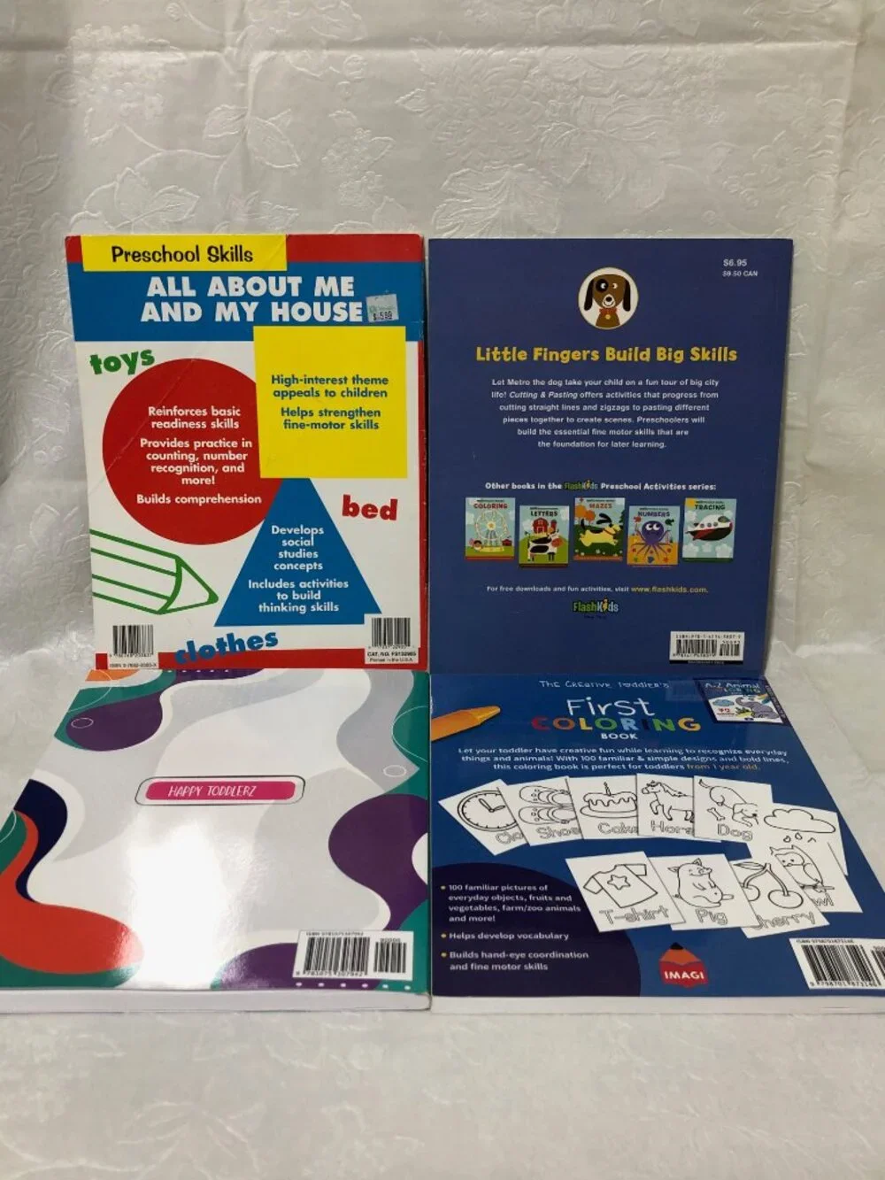 Preschool Education Activity Books Coloring Cut Paste Coloring Lot of 4